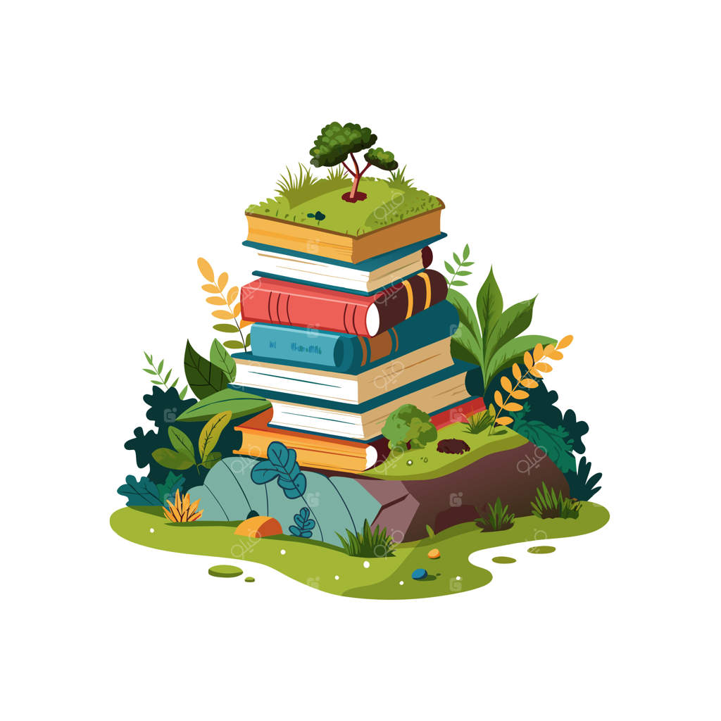 مفهوم تصویرسازی وکتوری انبوهی از کتاب‌ها