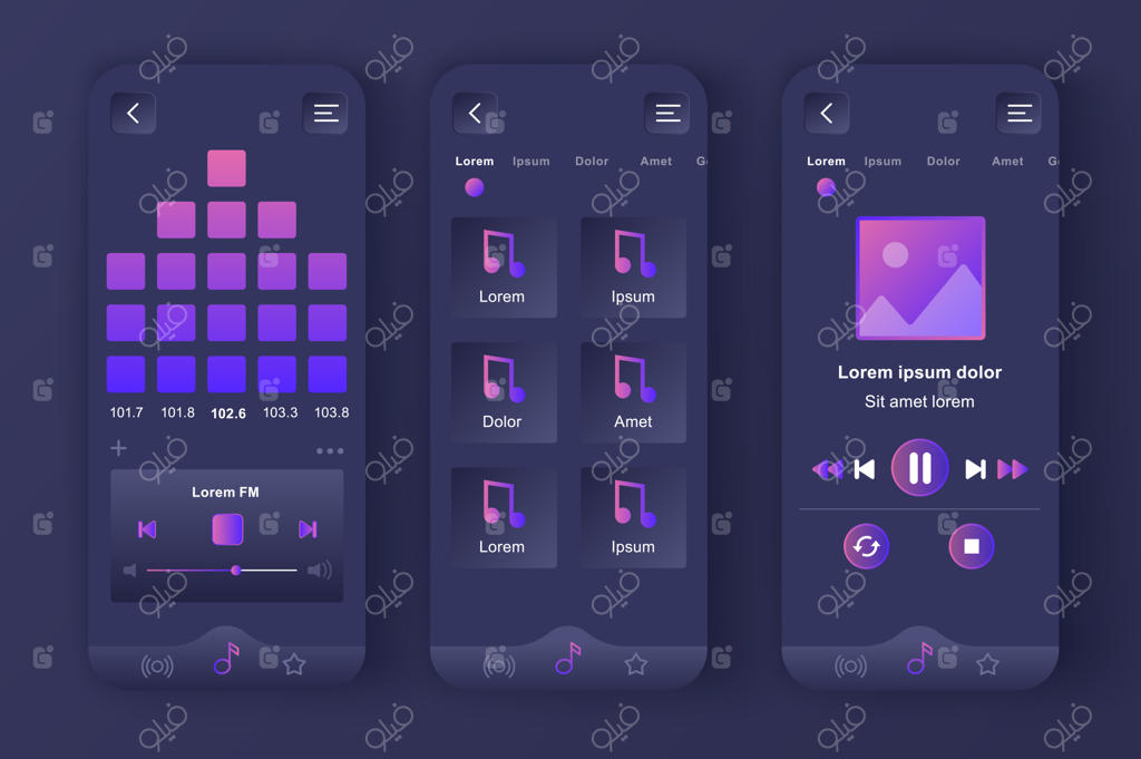 پخش‌کننده موسیقی، کیت طراحی نئومورفیک تیره و منحصربه‌فرد