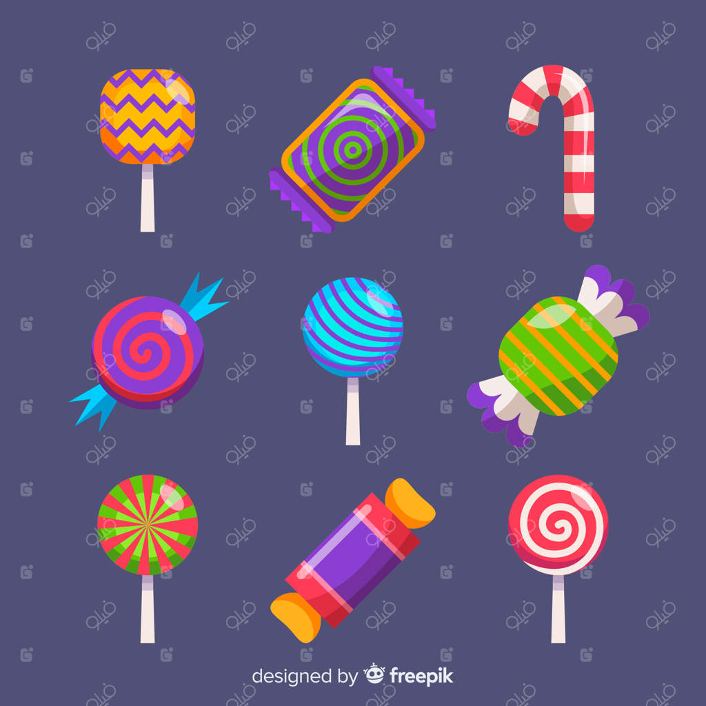 مجموعه آب‌نبات‌های رنگارنگ هالووین با طراحی ساده