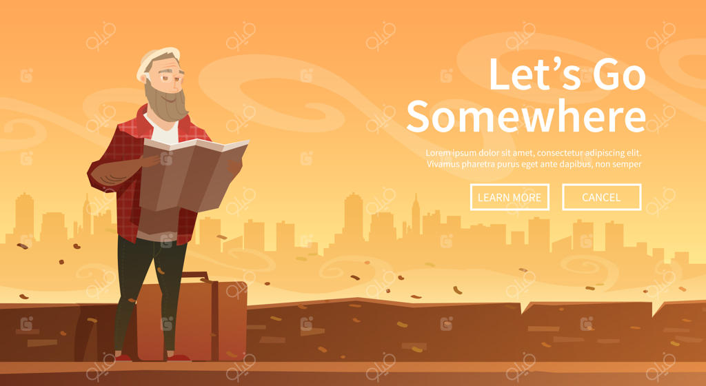 مسافر در شهر: مردی در حال مشاهده نقشه.