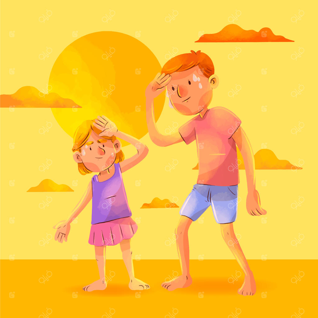 تصویرسازی آبرنگی گرمای تابستان