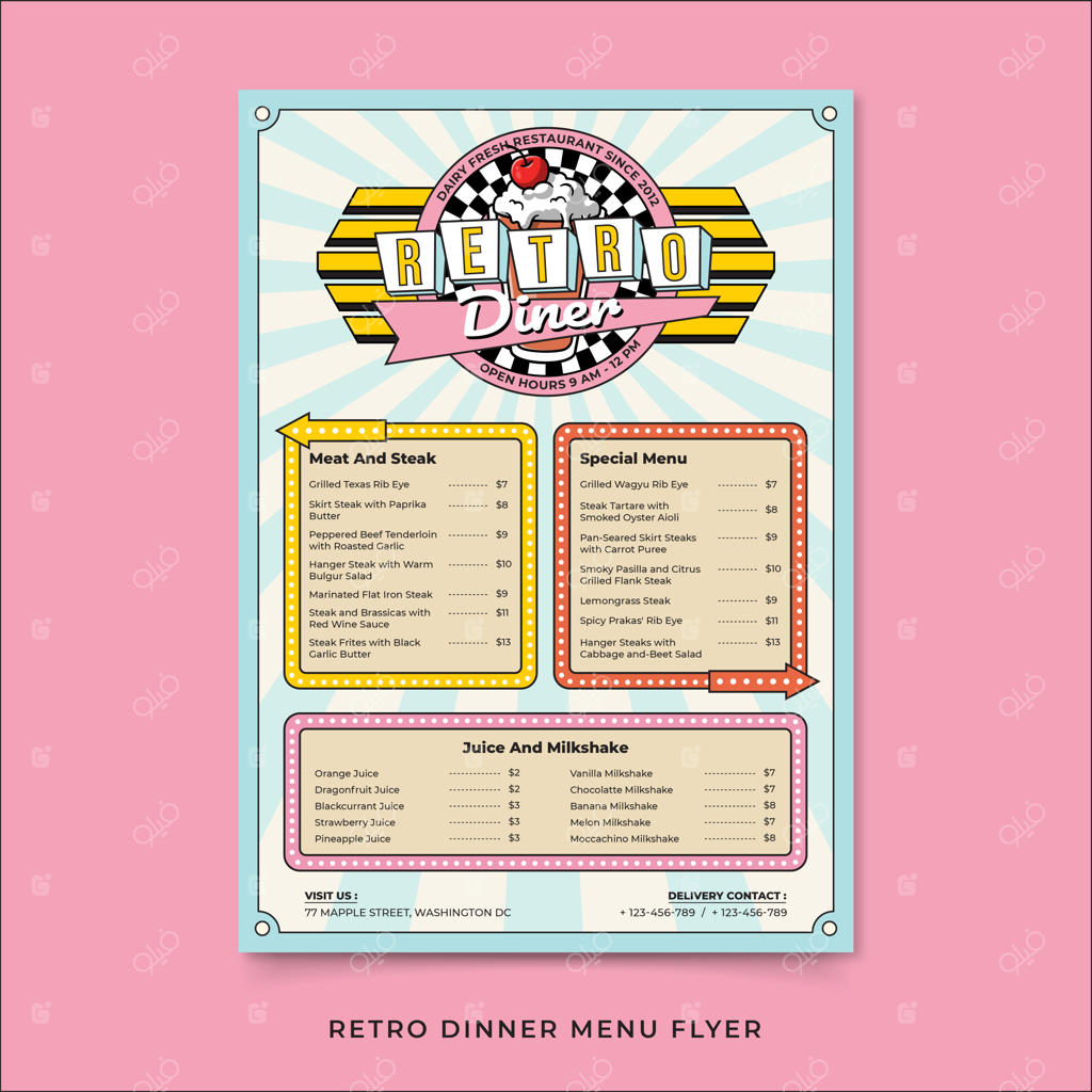 قالب تراکت منوی شام به سبک قدیمی