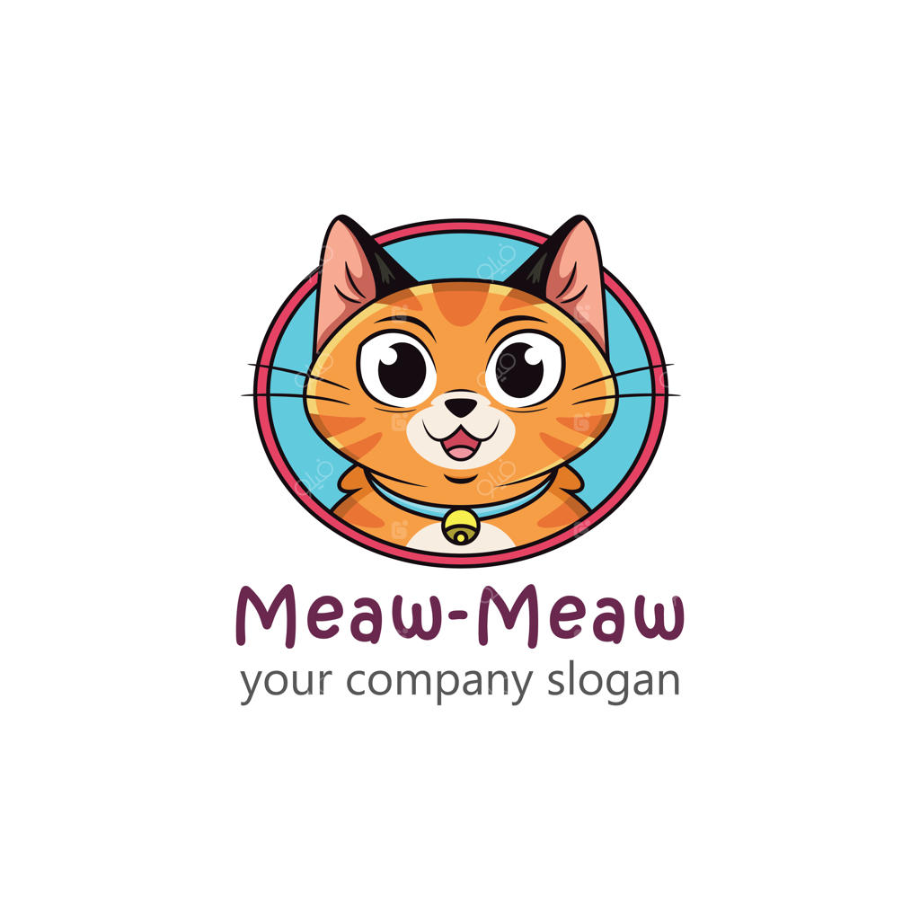 لوگوی گربه با حالات چهره بامزه