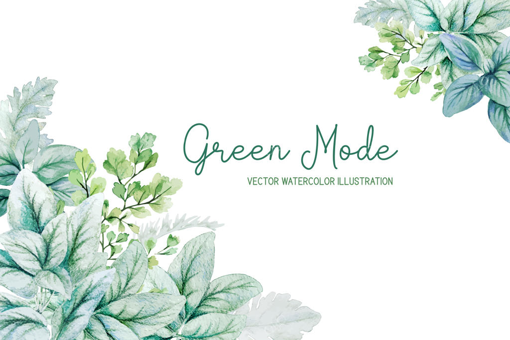 برگ‌های گوش بره آبرنگی و برگ‌های نقره‌ای، قاب گوشه‌ای