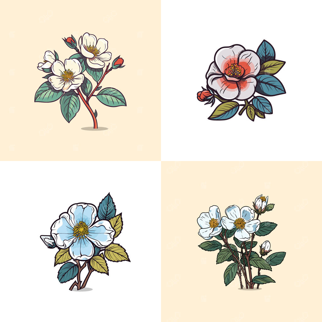 تصویر وکتور گل رز وحشی