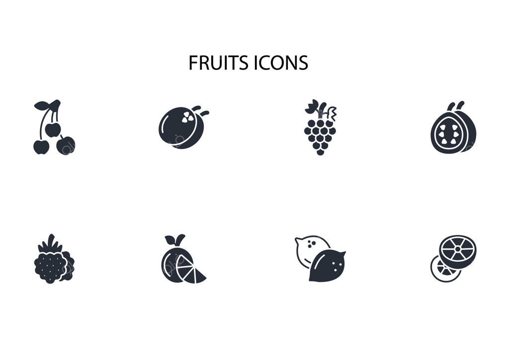 مجموعه آیکون میوه‌ها.. قابلیت ویرایش خط. طراحی خطی برای استفاده در وب‌سایت، لوگو و نماد.