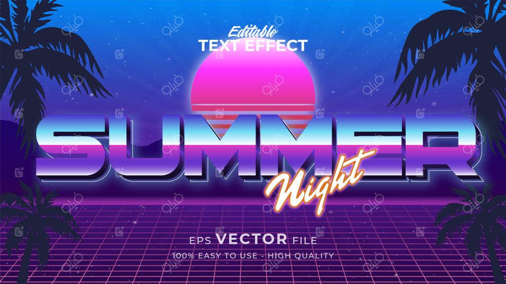 افکت استایل متن. نوشته تابستانی رترو با سبک گرانج