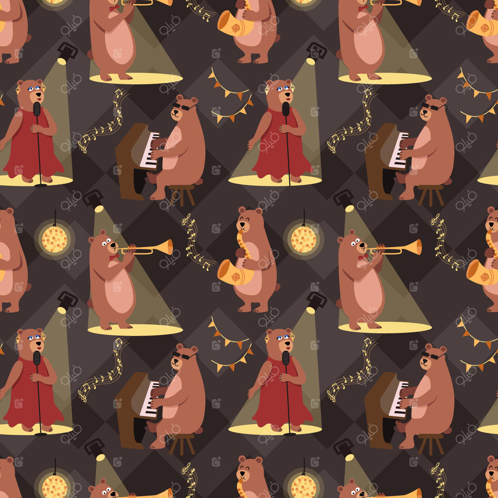 خرس‌ها نوازندگانی در حال اجرای جاز - تصویر برداری وکتور