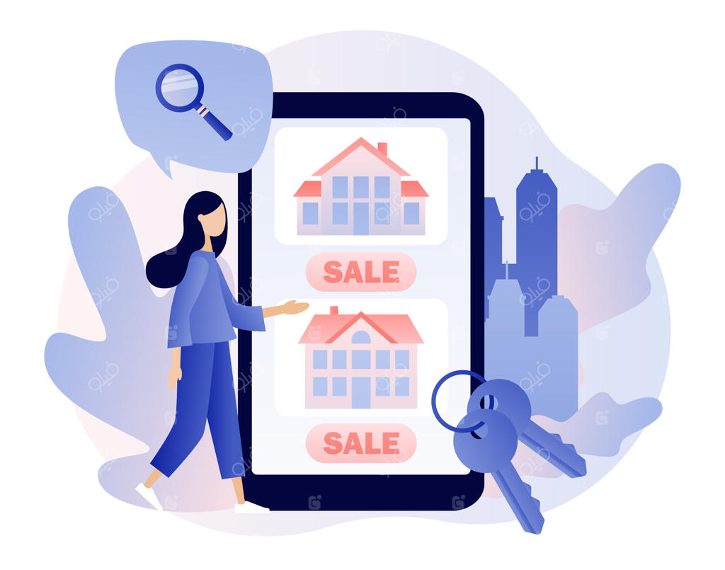 خانه برای فروش - مفهوم کسب و کار املاک با خانه‌ها و دختر کوچک به عنوان مشاور یا دلال املاک