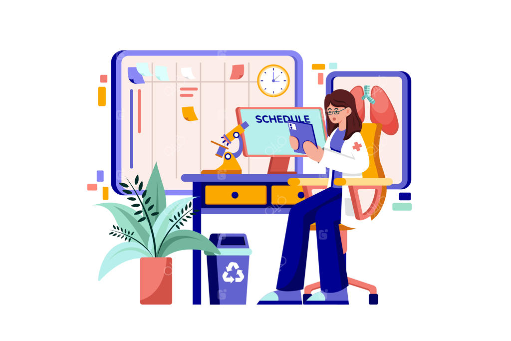 پزشک برنامه روزانه‌اش را بررسی کرد