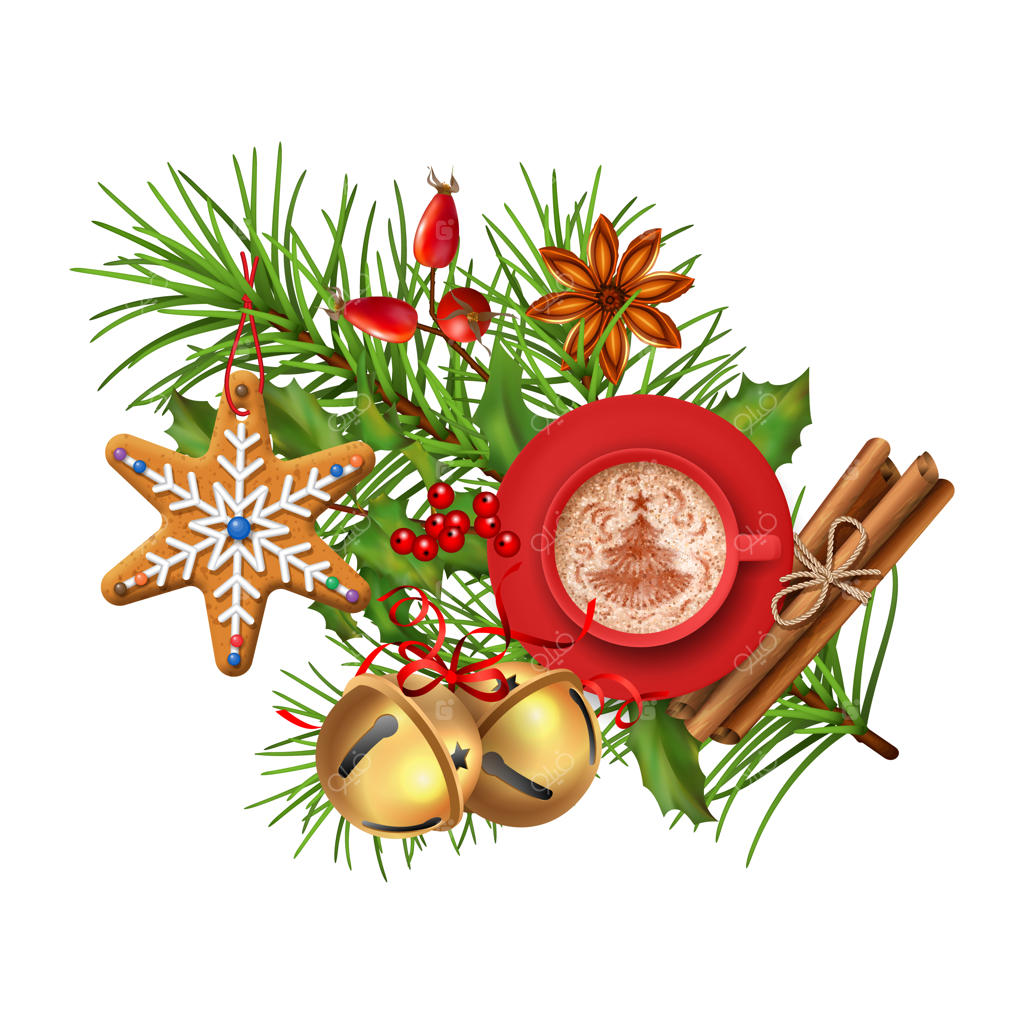 ترکیب کریسمس با شیرینی زنجبیلی و فنجان قهوه