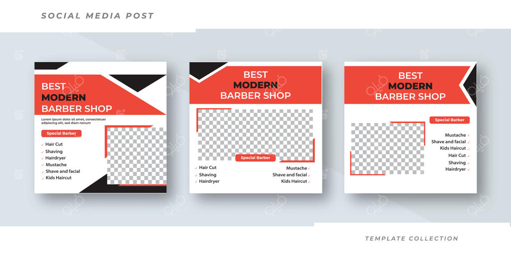 مجموعه شبکه‌های اجتماعی برای قالب کسب‌وکار آرایشگاه. پرو وکتور