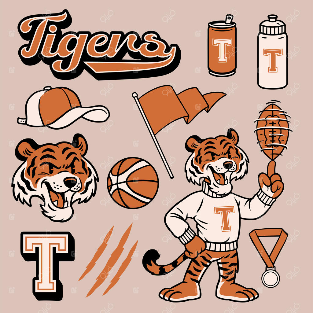 طراحی نماد ببر به سبک دست‌کشیده