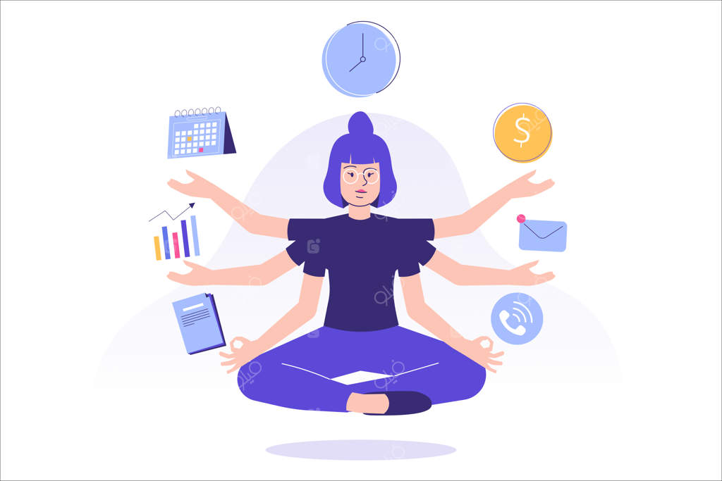 مفهوم چندوظیفگی و مدیریت زمان با یک کارمند زن