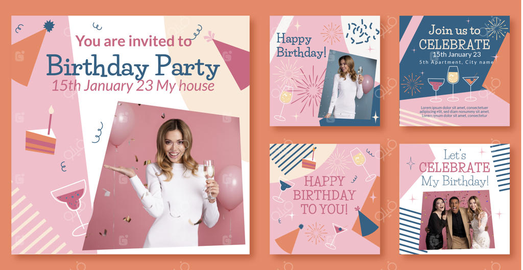 پست‌های اینستاگرامی جشن تولد با طراحی دستی