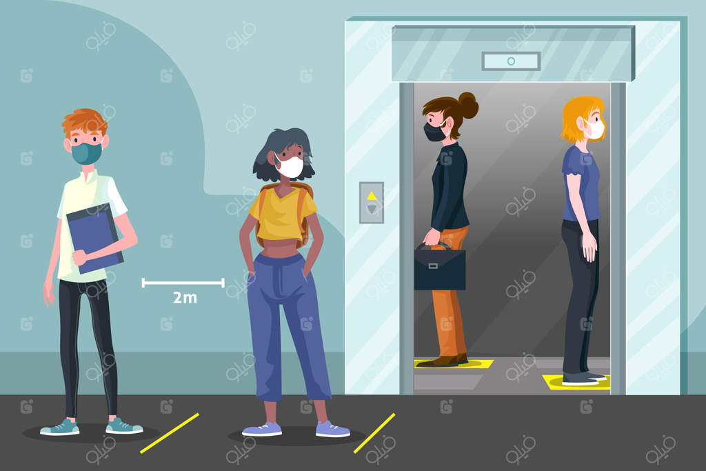 فاصله‌گذاری اجتماعی در آسانسور