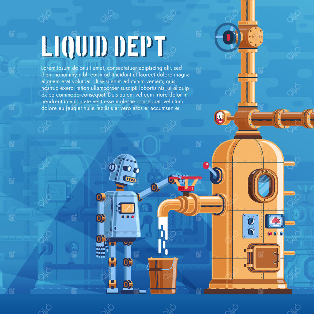 ربات مایع را از مخزن می‌ریزد.