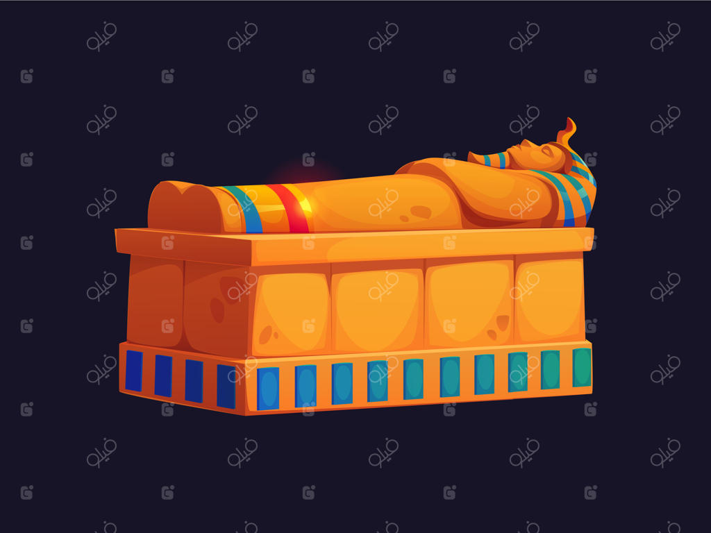 تابوت مصری با تصویر فرعونی طلایی