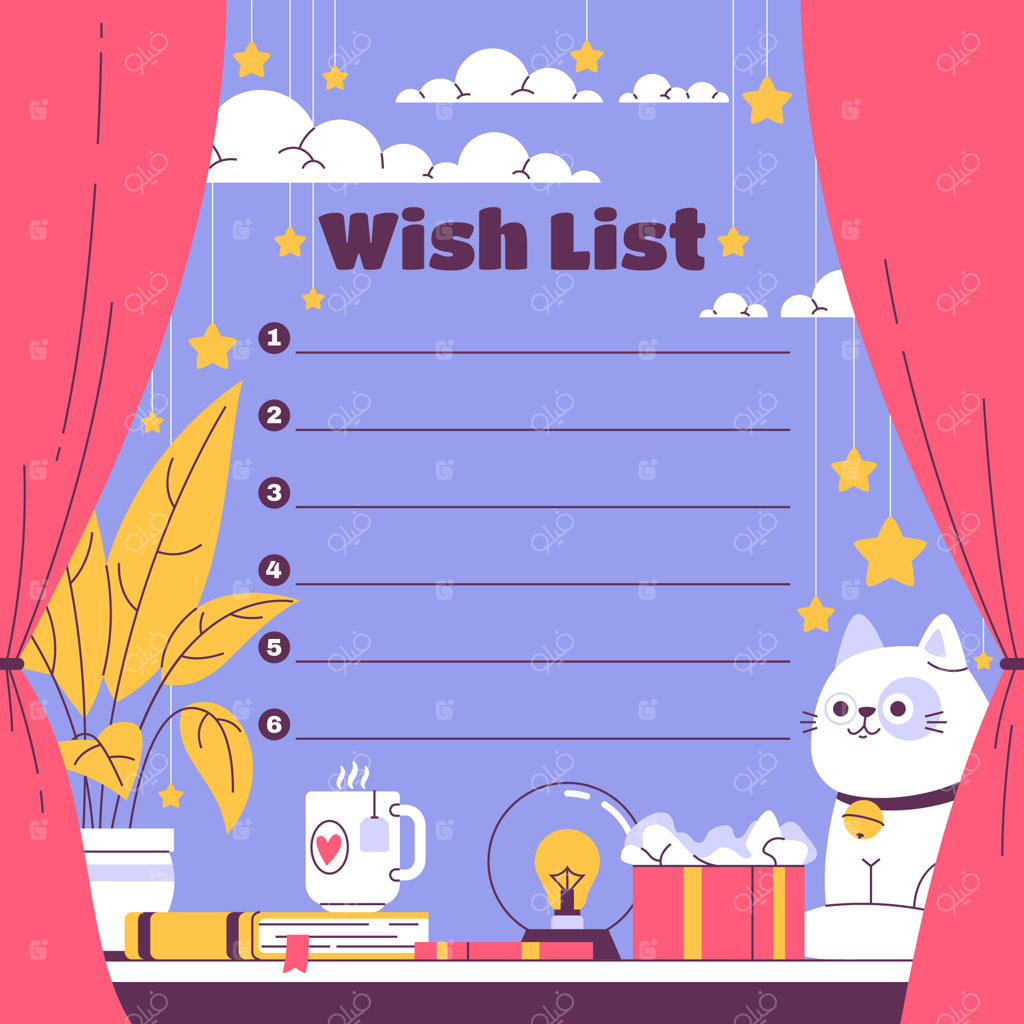 الگوی لیست آرزوها به‌صورت دستی طراحی شده