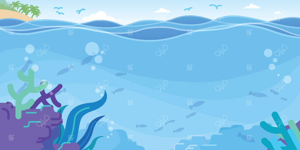 امواج اقیانوسی پس‌زمینه در ساحل کارتونی