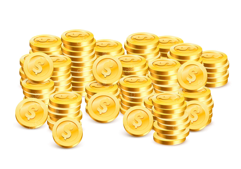 پشته‌های سکه بر روی پس‌زمینه سفید. تصویر وکتور