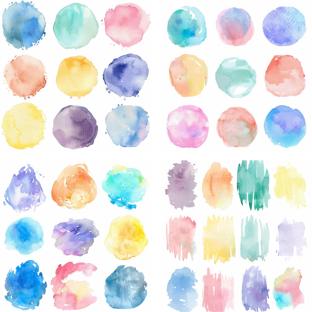 لکه‌های جوهر و پاشش رنگ پاستلی با افکت آبرنگی و بافت زبر