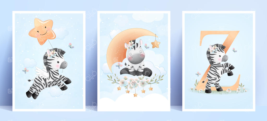 گورخر بامزه با مجموعه گل‌ها