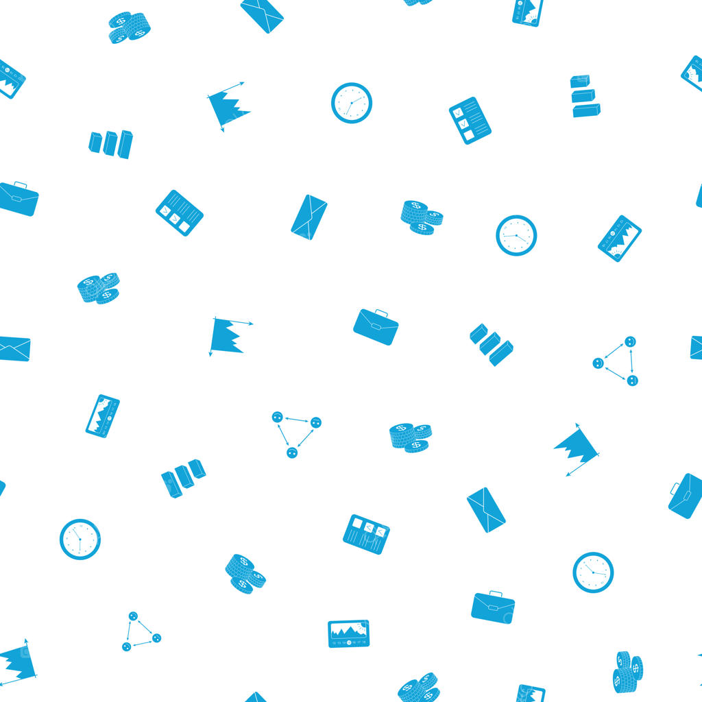 الگوی بدون درز لوازم اداری و تجاری با سبک دودل و طراحی دستی؛ وکتور مناسب برای کاغذ دیواری، بسته‌بندی و چاپ پارچه