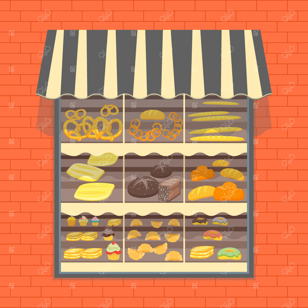 طراحی مدرن برای نانوایی و قهوه‌خانه: نمایش محصولات نان و شیرینی