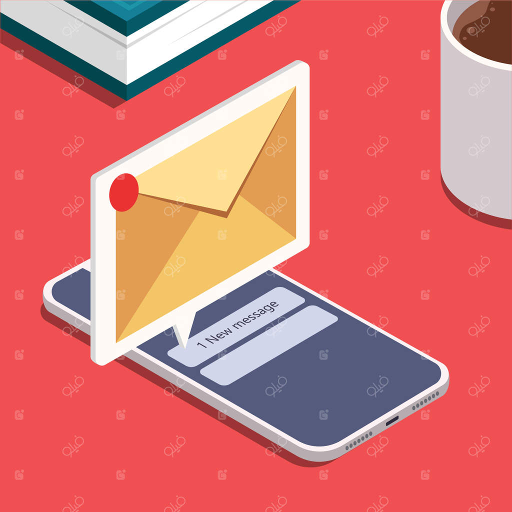 طرح مفهوم اعلان ایمیل روی صفحه گوشی هوشمند.