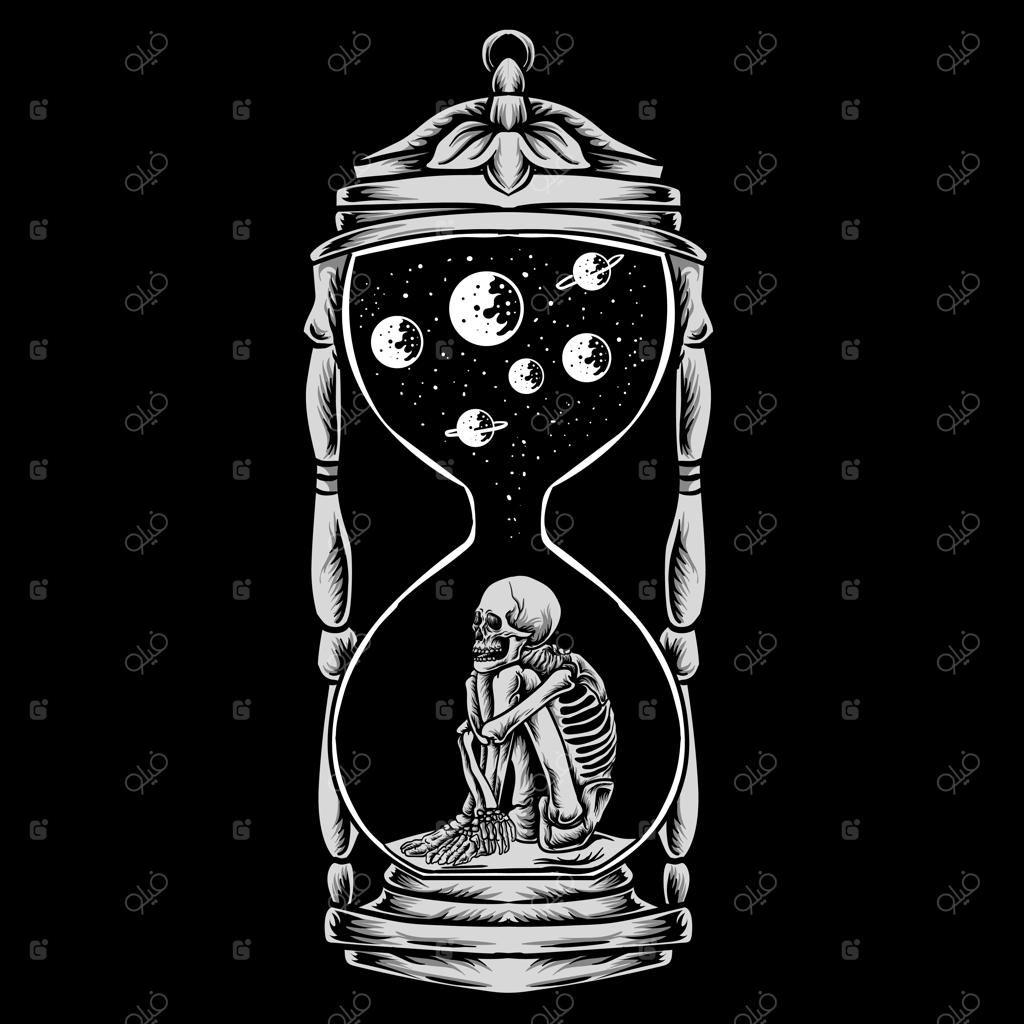 تصویرسازی وکتور جمجمه هالووین تنها نشسته