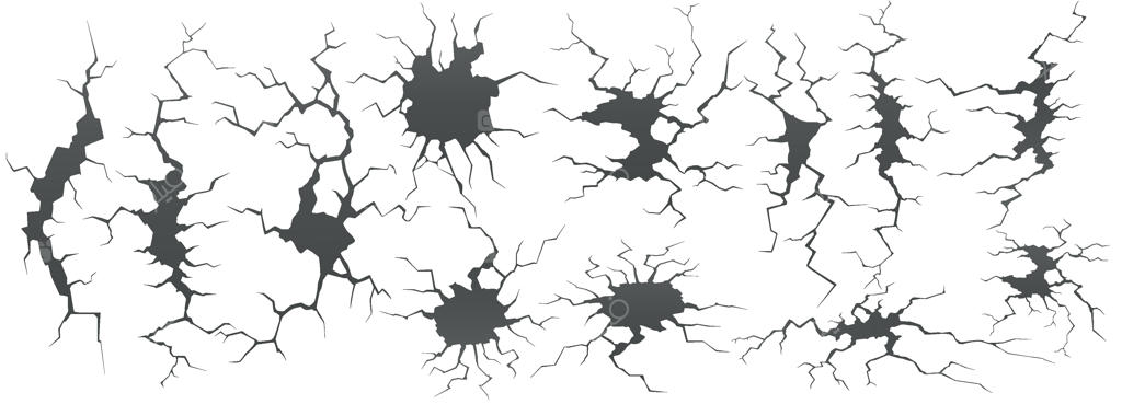 ترک‌های خشک: مجموعه وکتور ترکیب ترک‌های زمین، ترک‌های دیوار و بافت‌های آسیب‌دیده