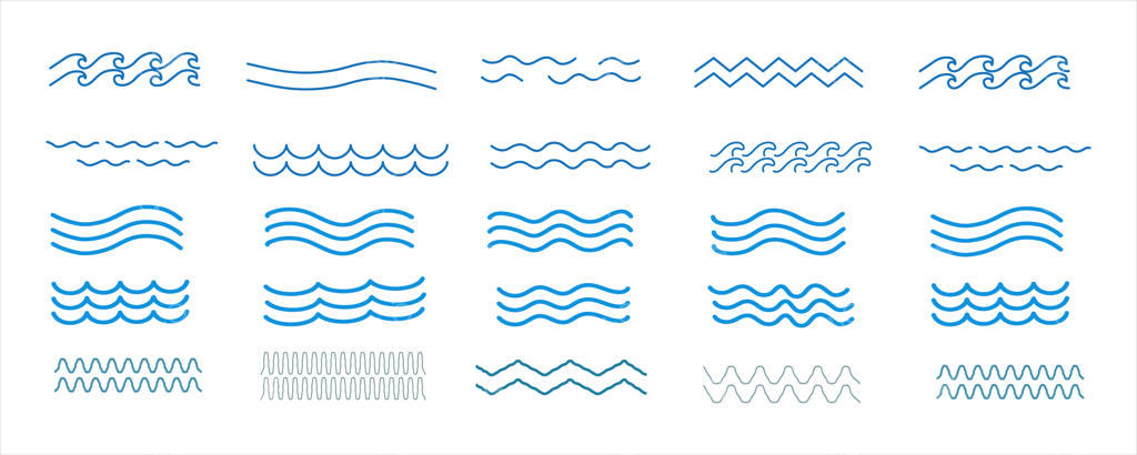 مجموعه آیکون‌های موج با طرح‌های متنوع