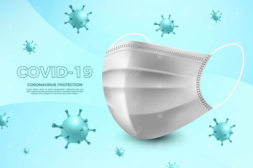 پس‌زمینه‌ای از محافظت در برابر ویروس کرونا با ماسک صورت