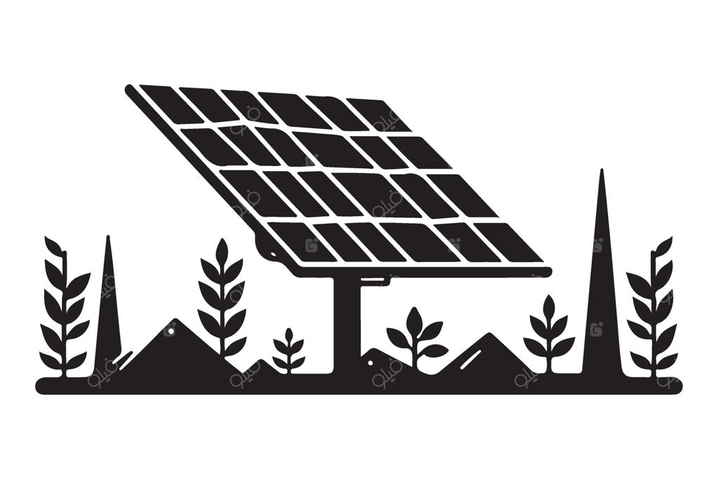 تصویرسازی طراحی محیط زیست پایدار و پانل‌های خورشیدی