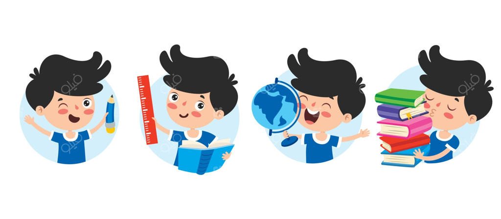 شخصیت کارتونی در حال مطالعه و یادگیری