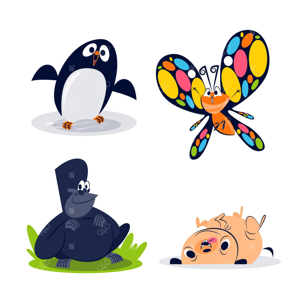 مجموعه حیوانات کارتونی