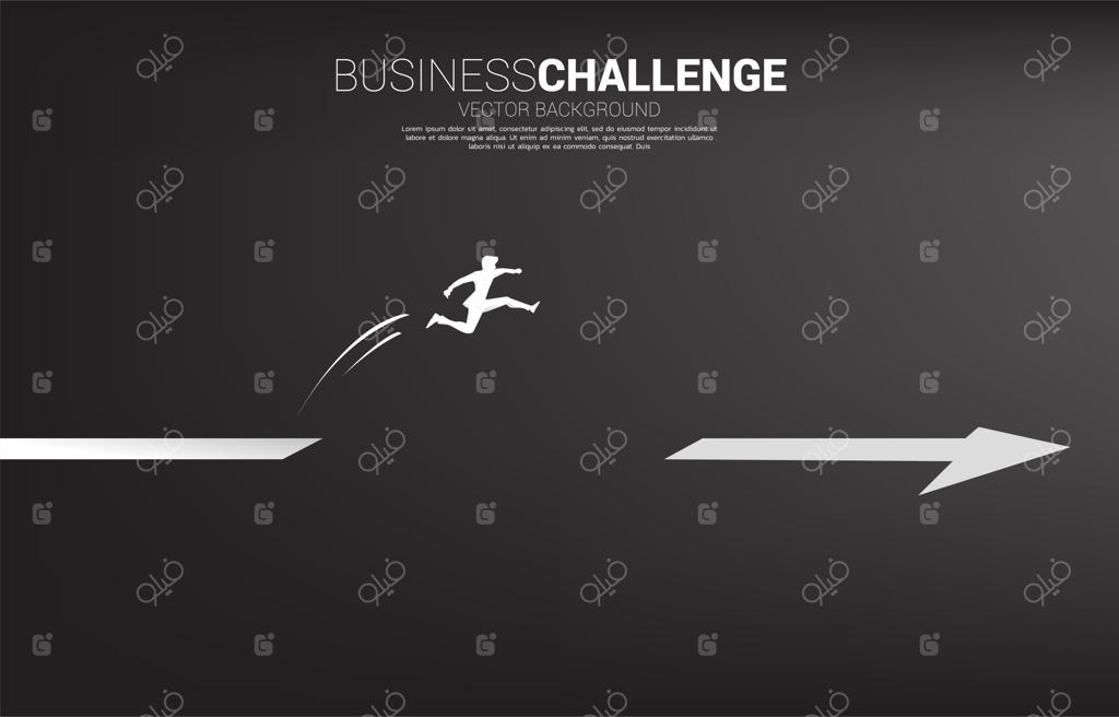 شبح یک تاجر در حال پرش از شکاف روی فلش. مفهومی از آمادگی افراد برای شروع شغل و تجارت