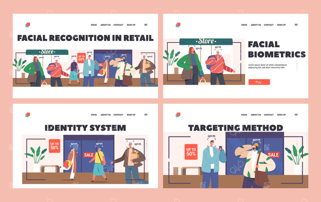 پترن صفحه فرود فروشگاه با شناسایی چهره: تعیین شخصیت مشتریان در مراکز خرید مدرن مجهز به دوربین‌ها