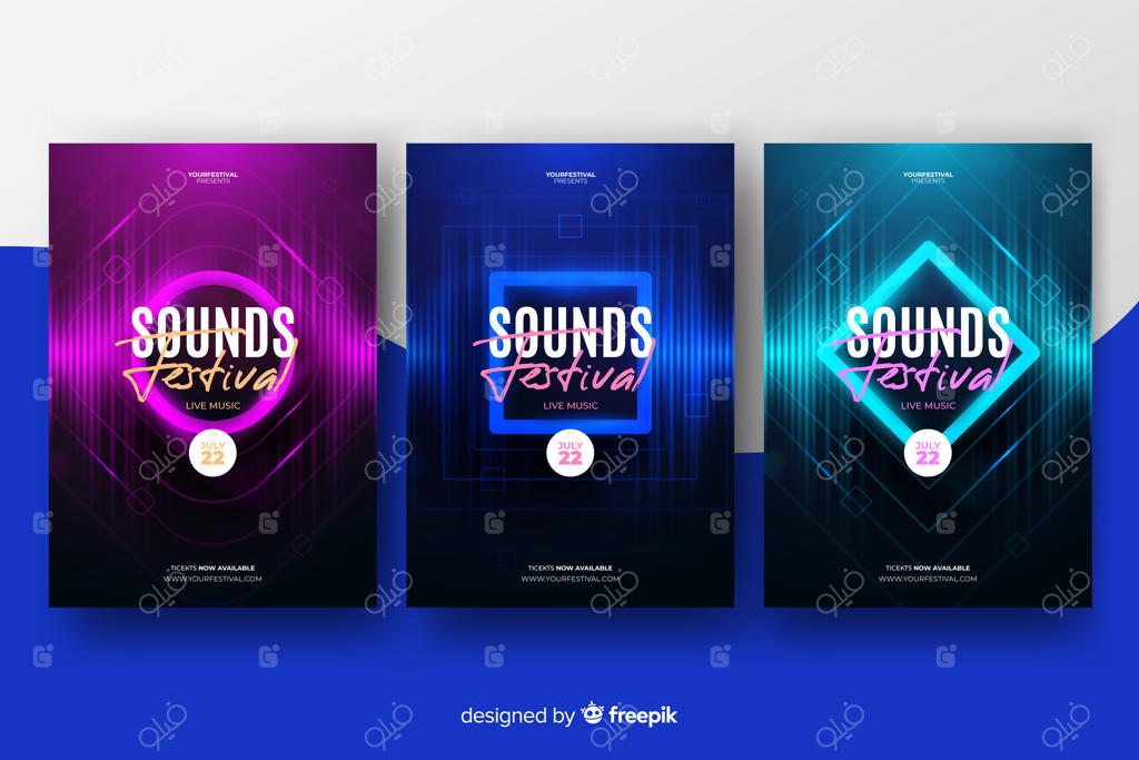 قالب پوستر فستیوال موسیقی با طراحی انتزاعی