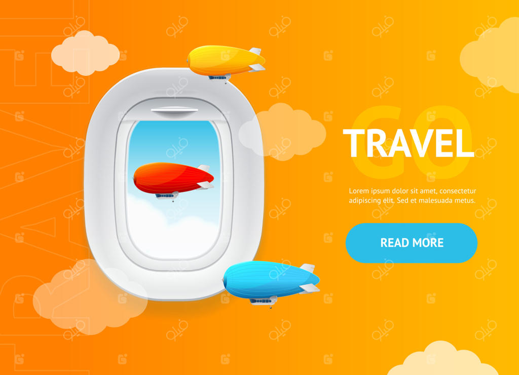 بنر افقی سه‌بعدی و واقعی‌گرایانه گردشگری و سفر – وکتور