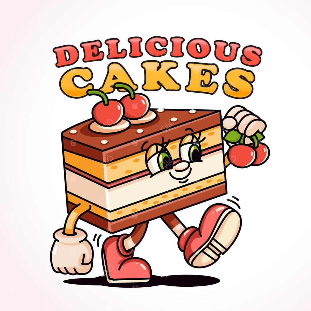 تکه‌ای کیک با آلبالویی بر دوش، یک نماد نوستالژیک. ایده‌آل برای لوگوها، نمادها، تی‌شرت‌ها، برچسب‌ها و پوسترها