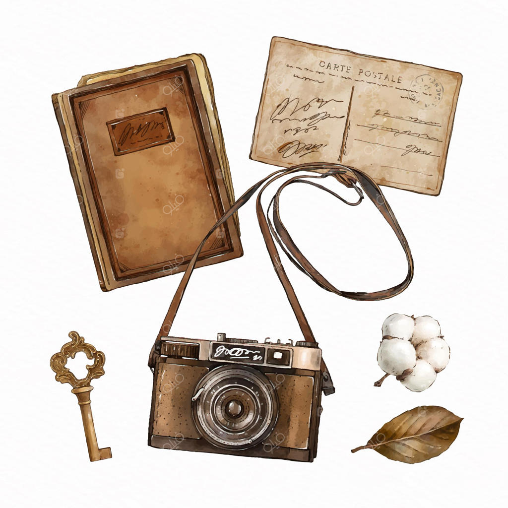 مجموعه عناصر بازار عتیقه‌فروشی