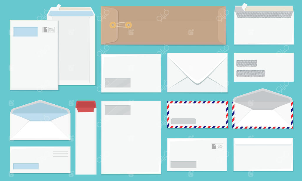 پاکت‌های خالی: مجموعه پاکت‌های اداری با طراحی حرفه‌ای