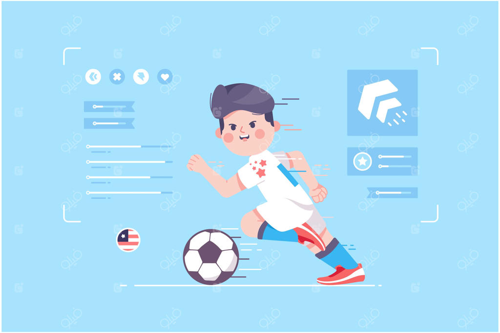 طراحی شخصیت بامزه بازیکن فوتبال آمریکا