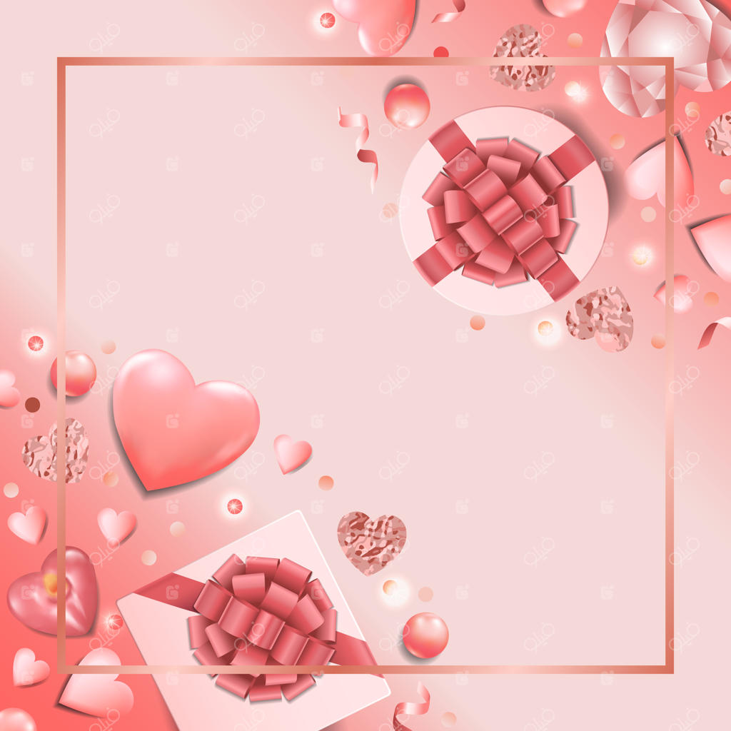 تمپلیت با چیدمان اشیای صورتی برای تبریک ولنتاین، کارت تولد و دعوت‌نامه عروسی