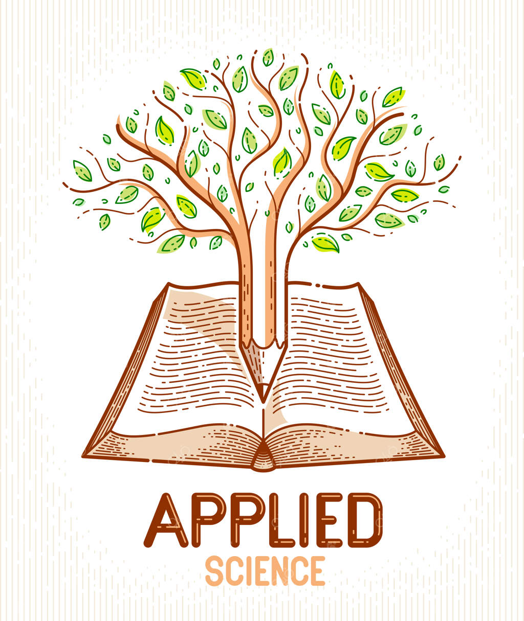 درخت و مداد بر روی کتاب قدیمی باز: مفهوم آموزش و دانایی، لوگو یا نشان ادبیات علمی و آموزشی.