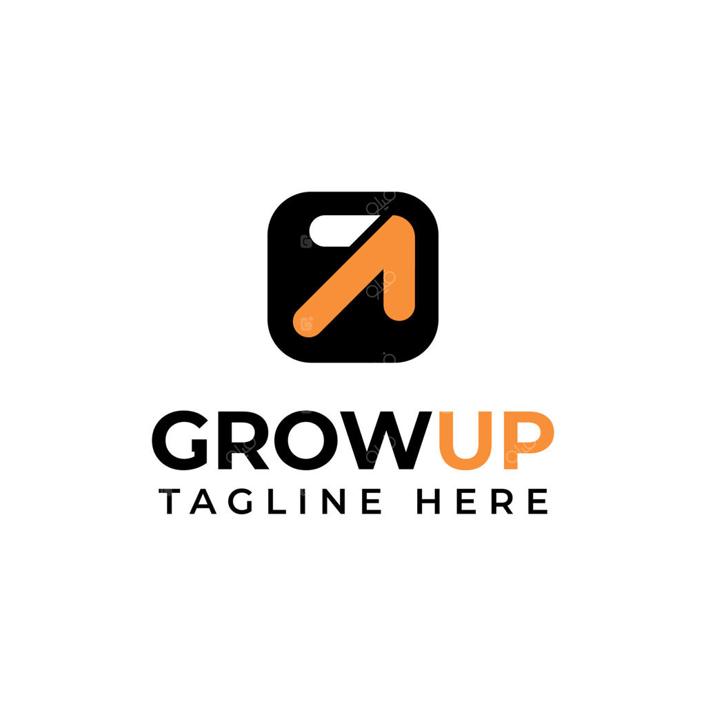 طراحی لوگوی GrowUp با پیکان رو به بالا - مدرن و خلاقانه