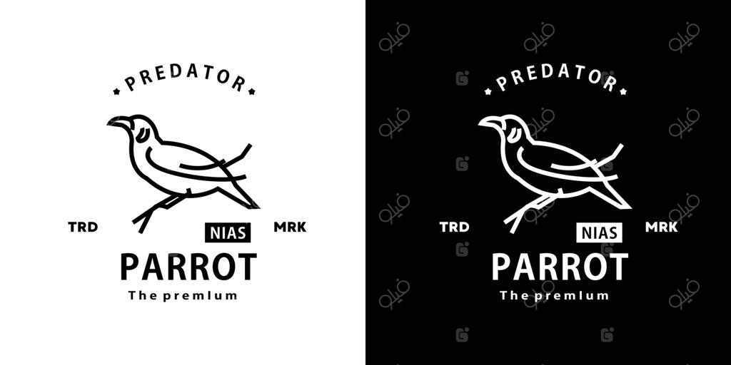 آیکون طرح پرنده طوطی هیپستر کلاسیک وینتج - خطی و مینیمال