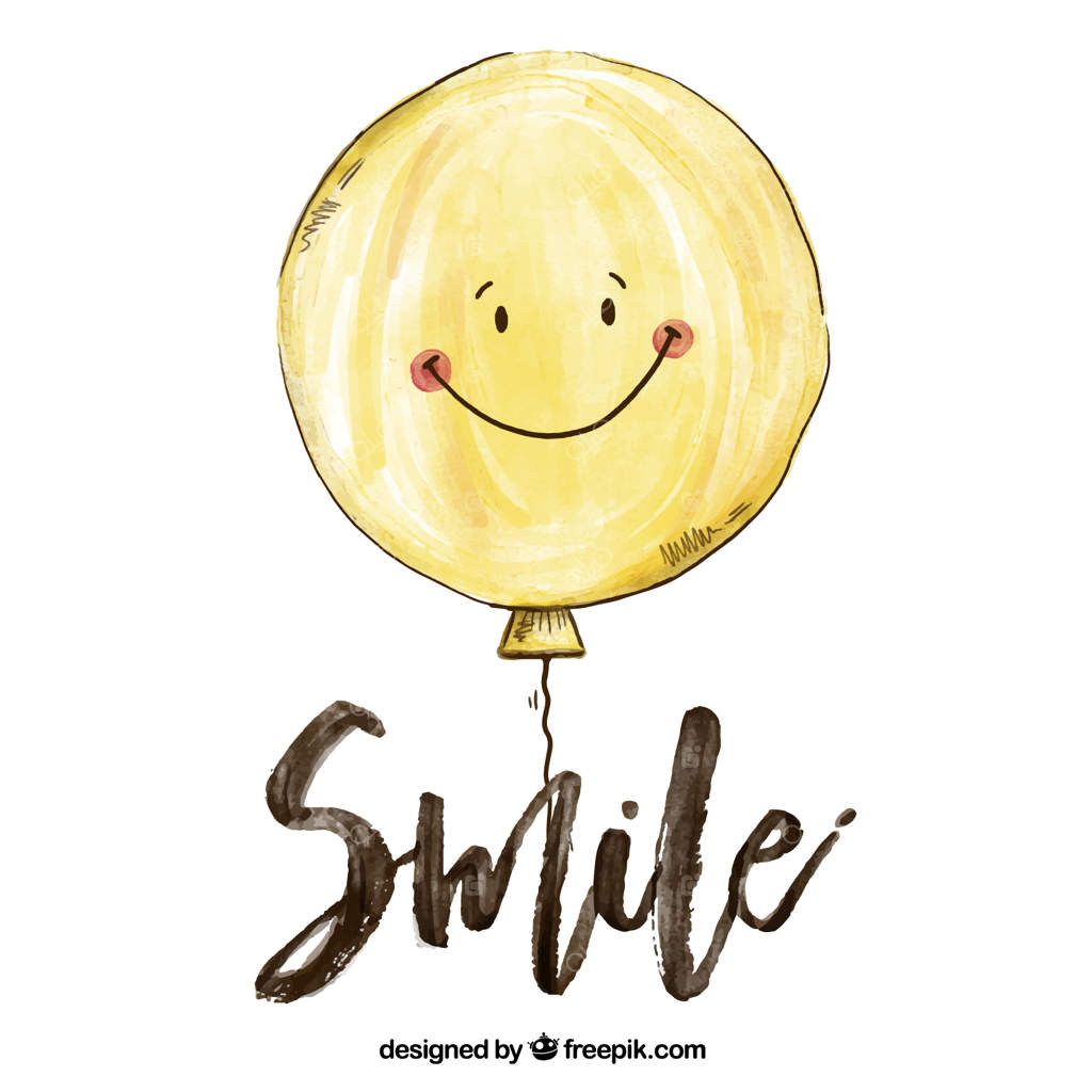 پس‌زمینه‌ای از بادکنکِ خندان به سبک آبرنگ